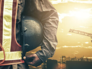 Image of a construction worker on a building site.